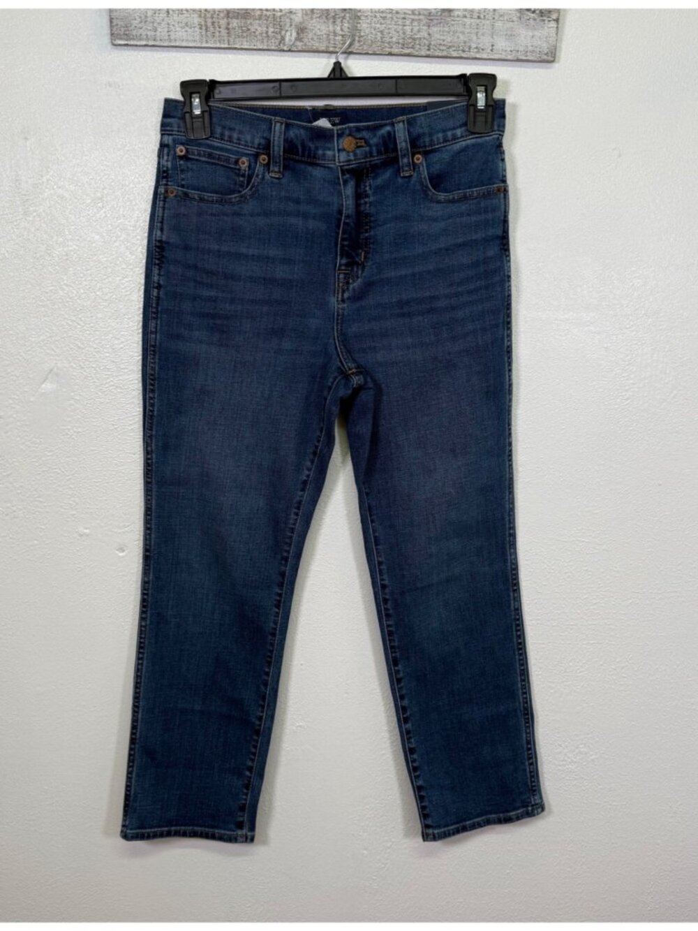 J.Crew Womens Classic Vintage Straight-Leg Jeans Size 27P Dark Wash Cotton Blend